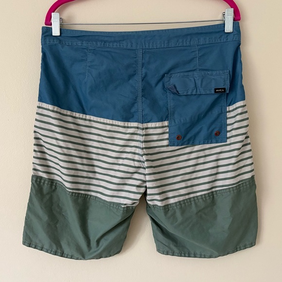 RVCA Blue and Green Swim Trunks with Modern Design - Picture 4 of 5